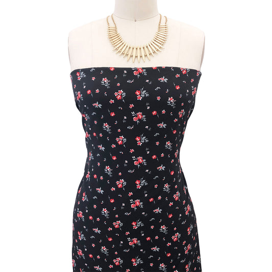 P-2577-754-BLACK-CRANBERRY - PRINTED POLY MOROCCAN 100% POLY