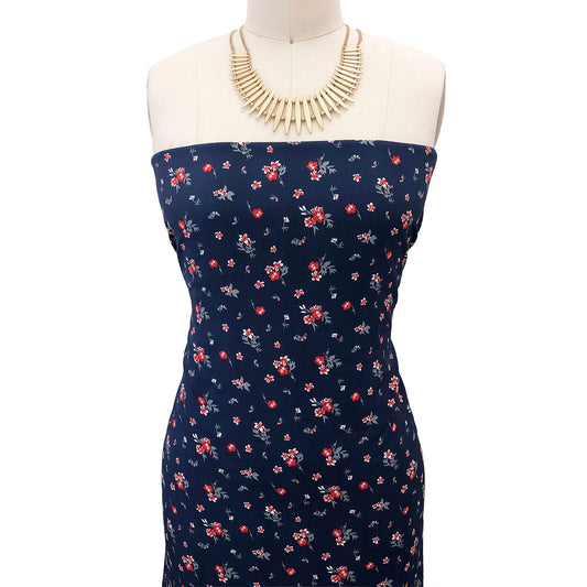 P-2577-754-NAVY-CRANBERRY - PRINTED POLY MOROCCAN 100% POLY