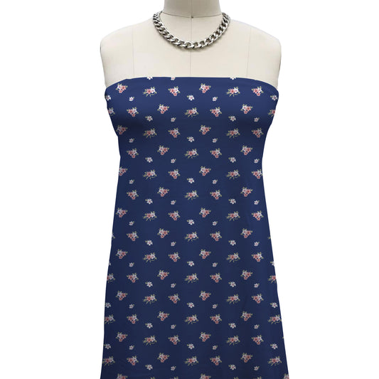 P-2578-754-NAVY-PEACH - PRINTED POLY MOROCCAN 100% POLY