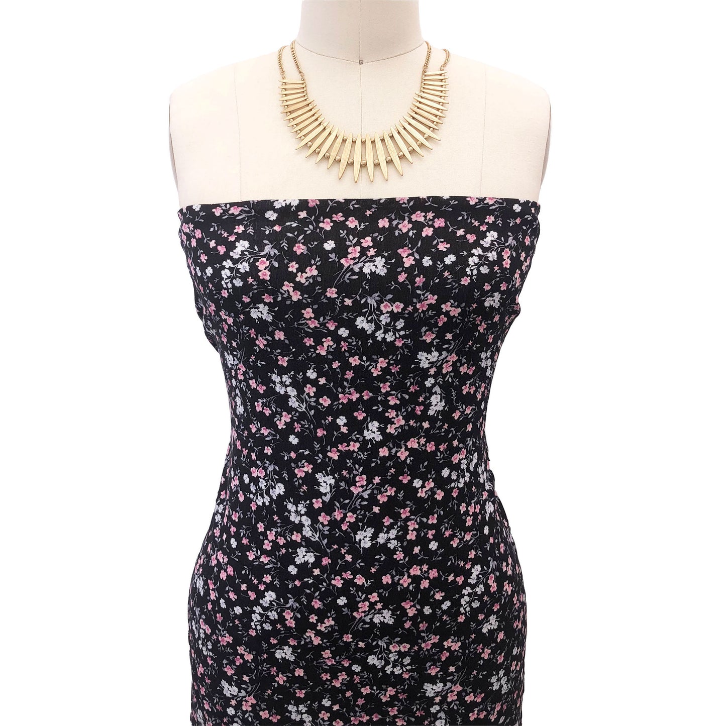 P-2584-636-BLACK-PEACH-BLOSSOM PRINTED CREPON 100% RAYON CREPON