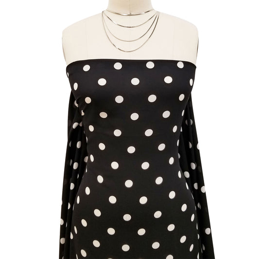 P-259-504-001-BLACK-OFFWHITE - PRINTED WOOL DOBBY 100% POLYESTER