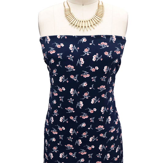 P-2625-754-NAVY-ROSE - PRINTED POLY MOROCCAN 100% POLY