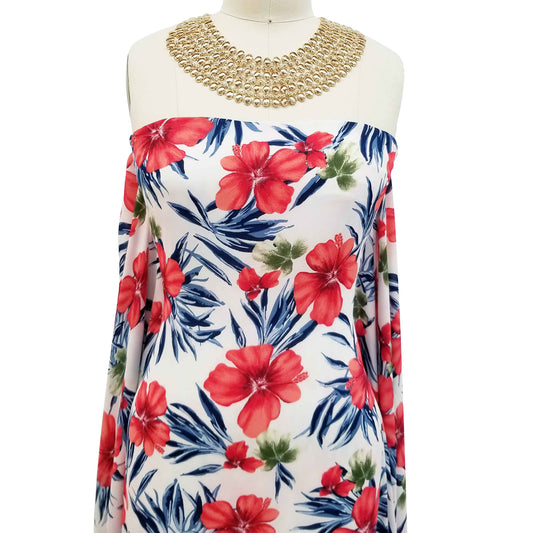 P-263-504-OFFWHITE-GUAVA - PRINTED WOOL DOBBY 100% POLYESTER