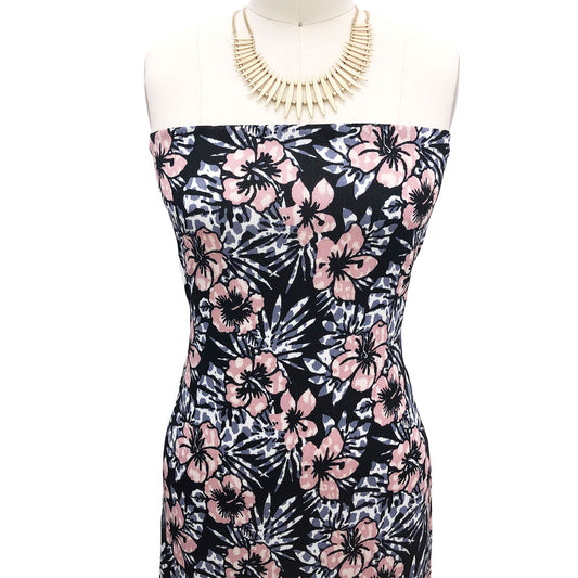 P-2705-636-BLACK-BLUSH PRINTED CREPON 100% RAYON CREPON