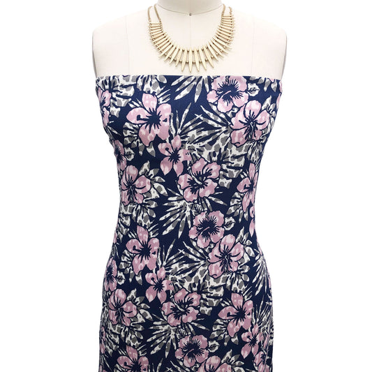 P-2705-636-NAVY-MAUVE PRINTED CREPON 100% RAYON CREPON