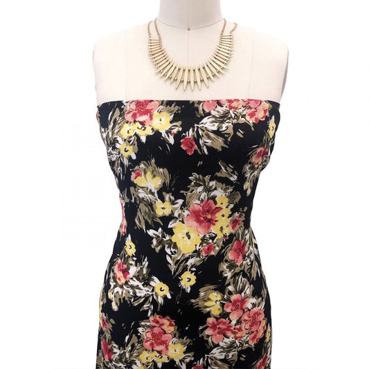 P-2717-504-BLACK-WATERMELON - PRINTED WOOL DOBBY 100% POLYESTER