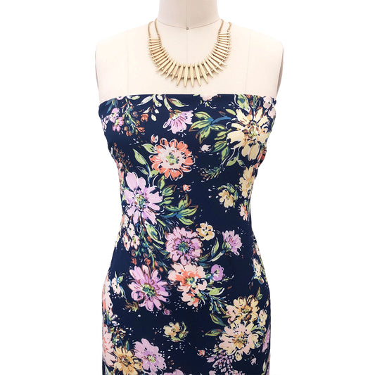 P-2720-504-NAVY-PEACH - PRINTED WOOL DOBBY 100% POLYESTER