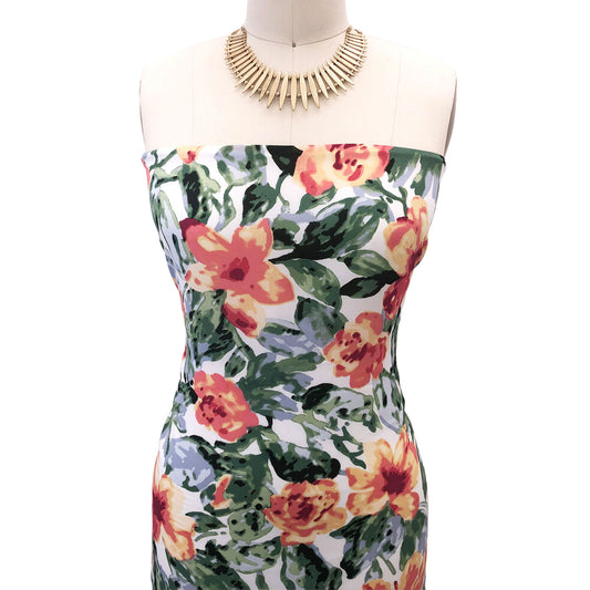 P-2724-504-OFFWHITE-PEACH - PRINTED WOOL DOBBY 100% POLYESTER