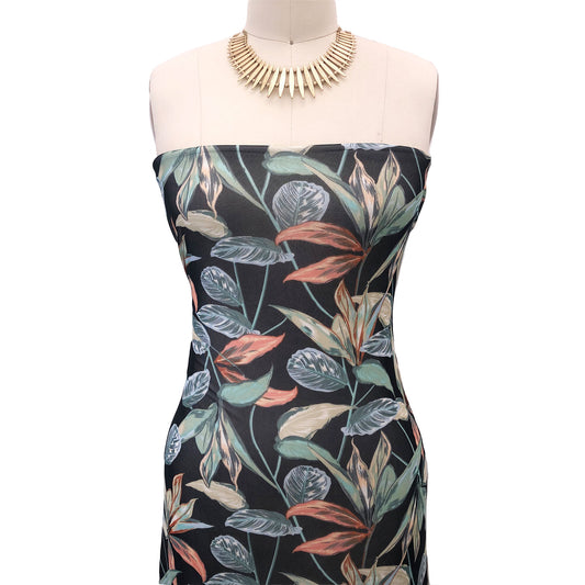 P-2728-453-BLACK-GREEN - PRINTED POLY POWER MESH 92%POLY 8%SPANDEX