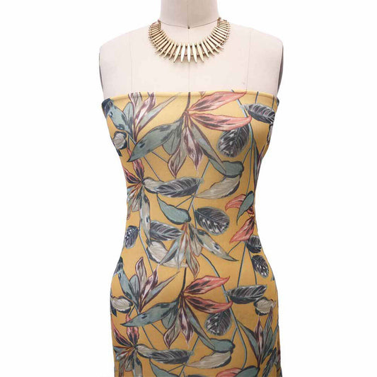 P-2728-453-MARIGOLD-SAGE - PRINTED POLY POWER MESH 92%POLY 8%SPANDEX