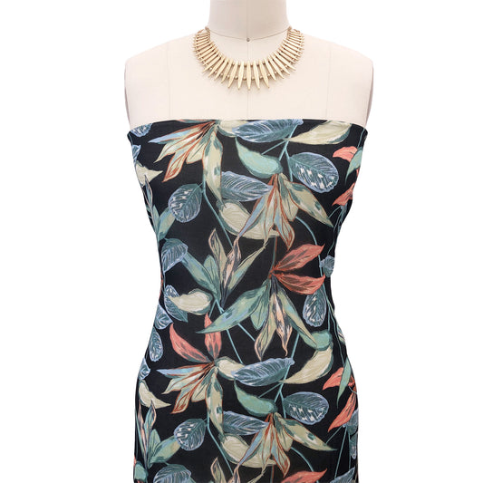 P-2728-501-BLACK-GREEN - PRINTED 100% POLYESTER HI MULTI CHIFFON WASH