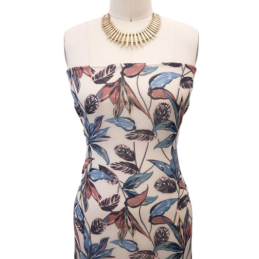 P-2728-501-TAN-BLUE - PRINTED 100% POLYESTER HI MULTI CHIFFON WASH