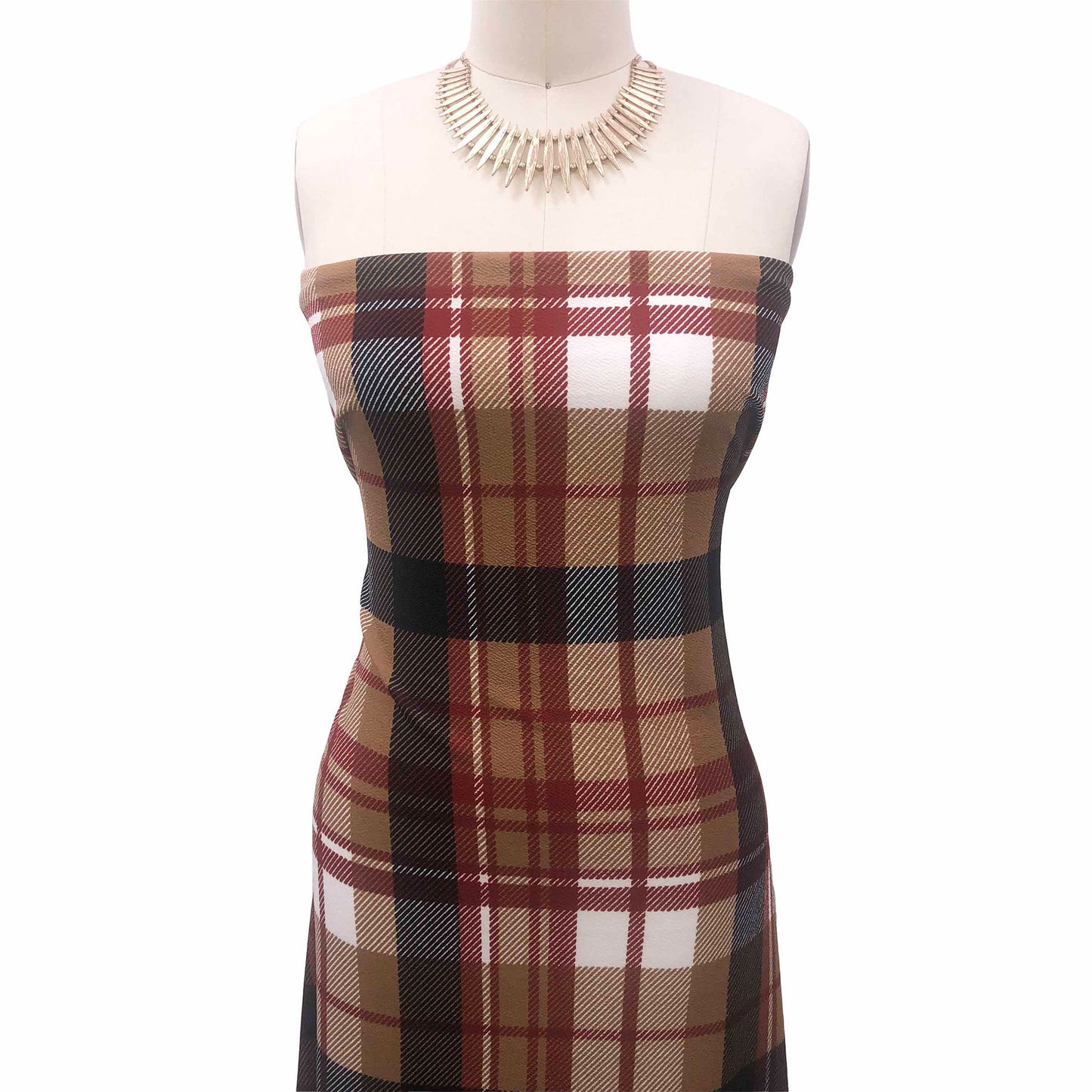 P-2738-481-BROWN-PLAID - PRINTED LIVERPOOL 94% POLY 6% SPANDEX