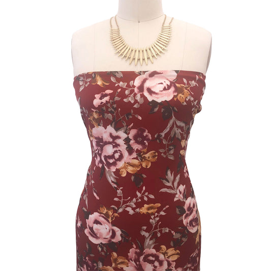 P-2752-504-MARSALA-ROSE-GOLD - PRINTED WOOL DOBBY 100% POLYESTER