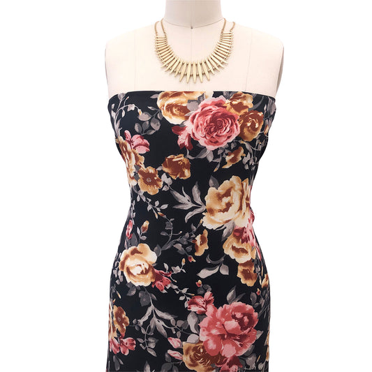 P-2752-504-PARISIAN-NAVY-CARAMEL - PRINTED WOOL DOBBY 100% POLYESTER