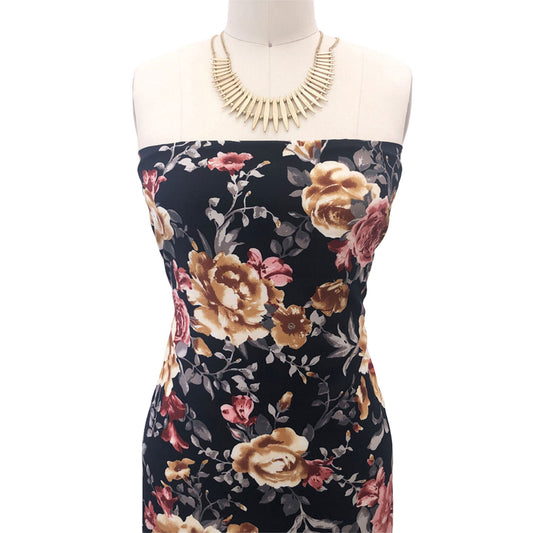 P-2752-754-PARISIAN-NAVY-CARAMEL - PRINTED POLY MOROCCAN 100% POLY