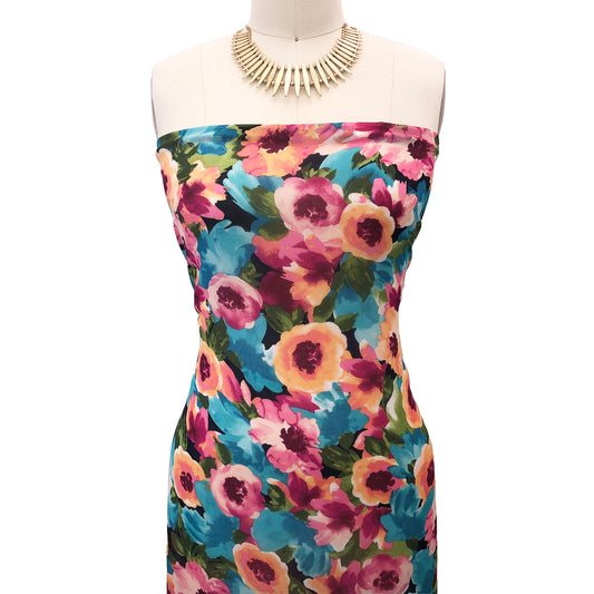 P-2769-501-NAVY-CANTALOUPE - PRINTED 100% POLYESTER HI MULTI CHIFFON WASH