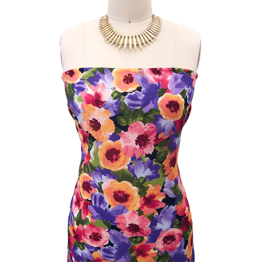 P-2769-504-NAVY-MARIGOLD - PRINTED WOOL DOBBY 100% POLYESTER