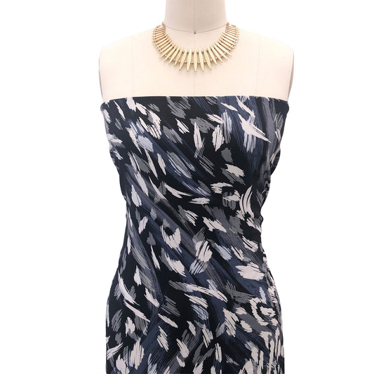 P-2773-754-BLACK-SILVER-GREY - PRINTED POLY MOROCCAN 100% POLY