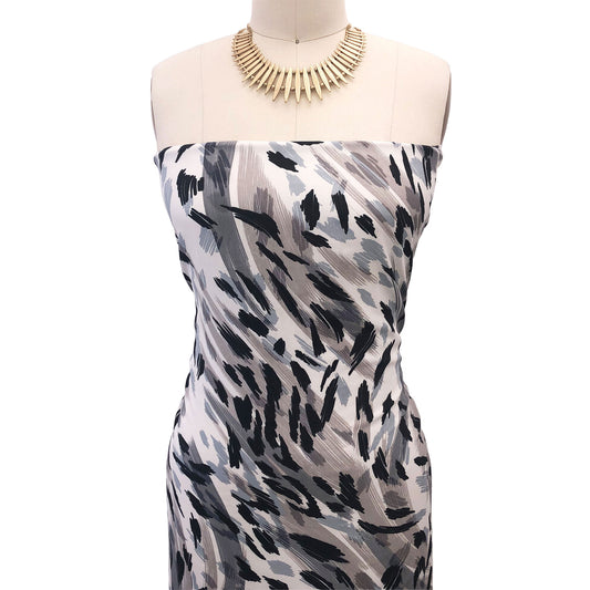 P-2773-754-COCONUT-MILK-CHARCOAL - PRINTED POLY MOROCCAN 100% POLY