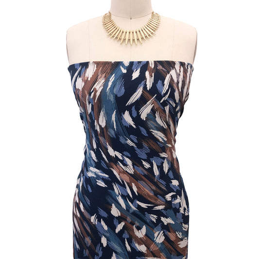 P-2773-754-NAVY-TEAL-BLUE - PRINTED POLY MOROCCAN 100% POLY