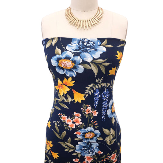 P-2776-800-NAVY-BLUE - PRINTED VENEZIA 92% POLY 8% SPANDEX