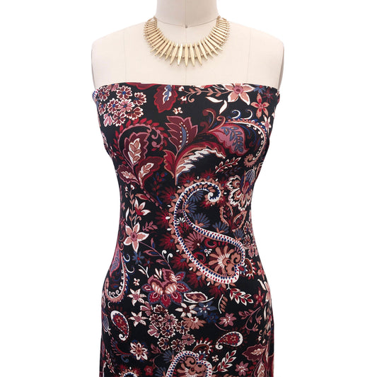 P-2778-800-BLACK-MAUVE - PRINTED VENEZIA 92% POLY 8% SPANDEX