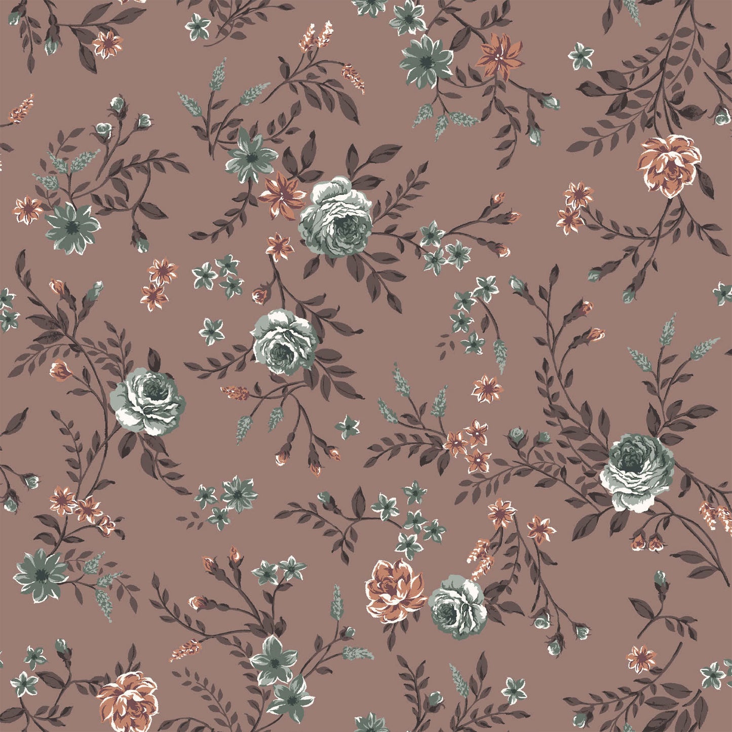P-2799-798-HC-MOCHA-SAGE - PRINTED 68% POLY 28% RAYON 4% SPAN