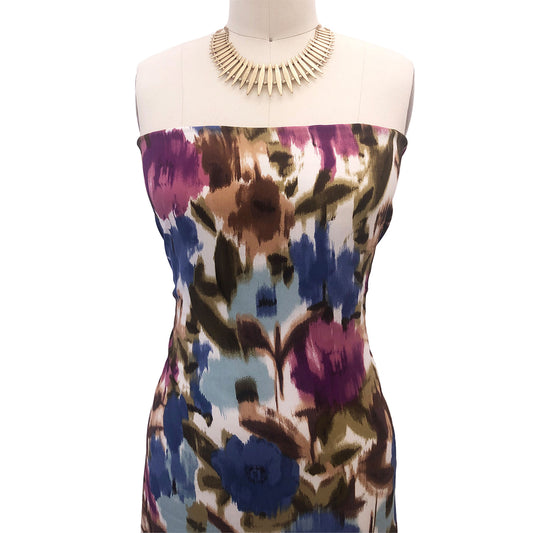 P-2809-754-IVORY-BLUE - PRINTED POLY MOROCCAN 100% POLY