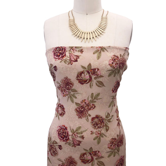 P-2818-504-TAUPE-PINK - PRINTED WOOL DOBBY 100% POLYESTER