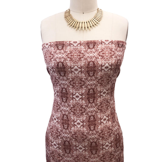 P-2837-636-CINNAMON-IVORY PRINTED CREPON 100% RAYON CREPON