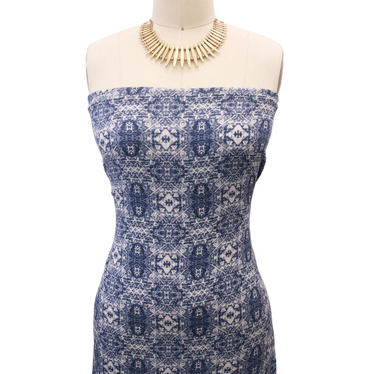 P-2837-636-DENIM-IVORY - PRINTED CREPON 100% RAYON CREPON