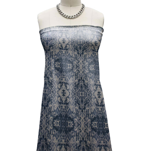 P-2837-754-DENIM-IVORY - PRINTED POLY MOROCCAN 100% POLY