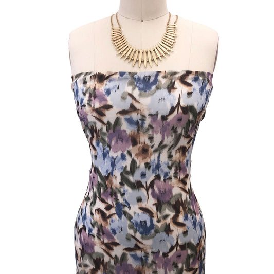 P-2842-501-CREAM-DUSTY-LILAC - PRINTED 100% POLYESTER HI MULTI CHIFFON WASH