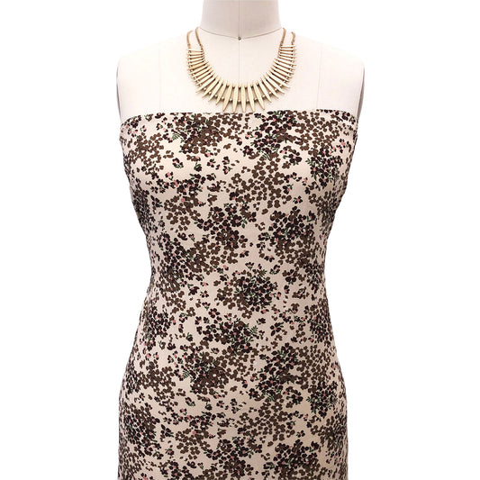 P-2866-754-CREAM-TOFFEE - PRINTED POLY MOROCCAN 100% POLY