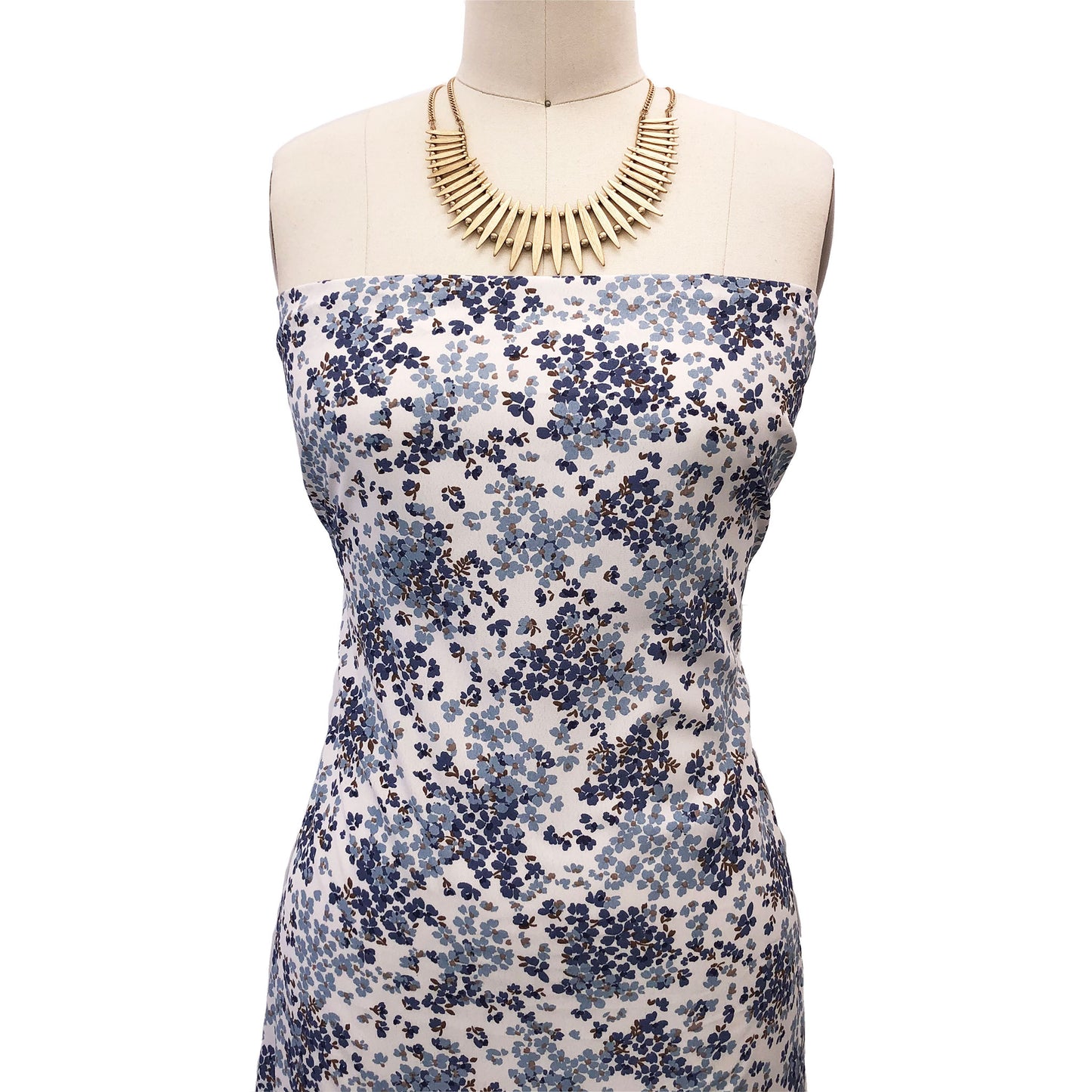 P-2866-754-ECRU-BLUE - PRINTED POLY MOROCCAN 100% POLY