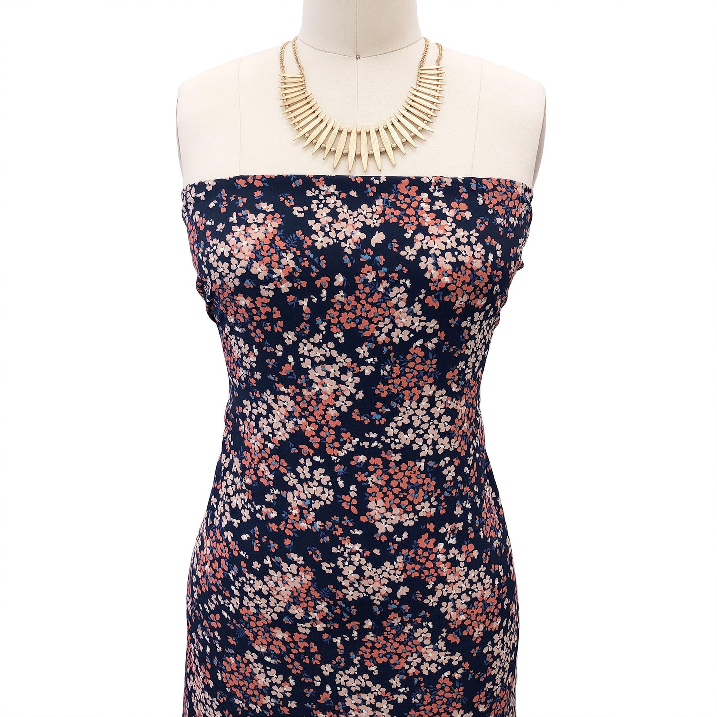 P-2866-754-NAVY-BURNT-ORANGE - PRINTED POLY MOROCCAN 100% POLY