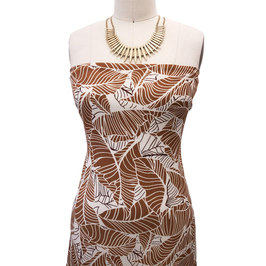 P-2868-636-BEIGE-CAMEL PRINTED CREPON 100% RAYON CREPON