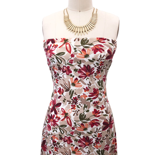 P-2871-506-TAUPE-RASPBERRY-PRINTED FRENCH TERRY 63%POLY 33%RAYON 4% SPANDEX