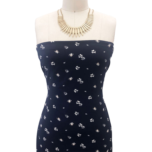 P-2874-754-NAVY-ECRU - PRINTED POLY MOROCCAN 100% POLY