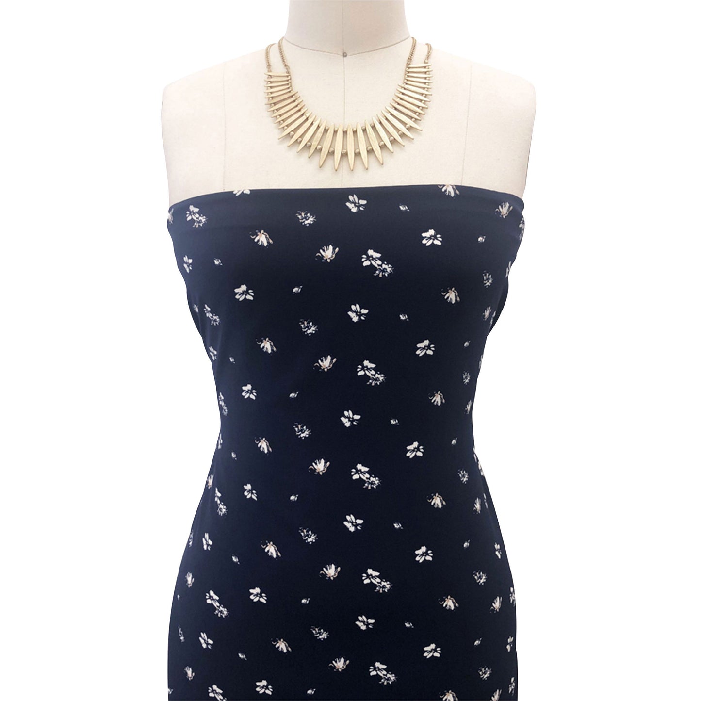 P-2874-754-NAVY-ECRU - PRINTED POLY MOROCCAN 100% POLY