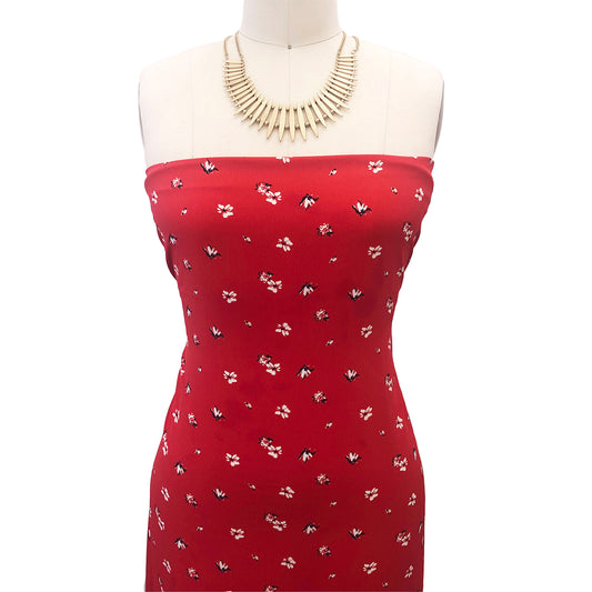 P-2874-754-RED-ECRU - PRINTED POLY MOROCCAN 100% POLY