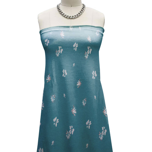 P-2874-754-TEAL-ECRU - PRINTED POLY MOROCCAN 100% POLY