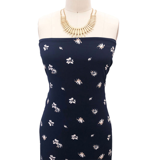 P-2879-754-NAVY-TAUPE - PRINTED POLY MOROCCAN 100% POLY