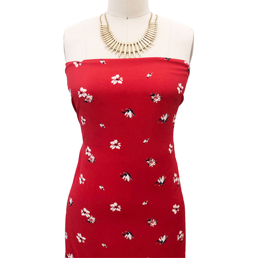 P-2879-754-RED-NAVY - PRINTED POLY MOROCCAN 100% POLY