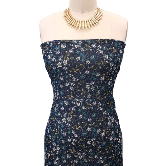 P-2882-501-NAVY-TEAL - PRINTED 100% POLYESTER HI MULTI CHIFFON WASH