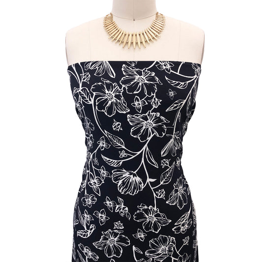 P-2888-754-NAVY-OFF-WHITE - PRINTED POLY MOROCCAN 100% POLY