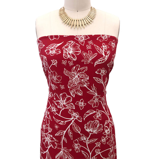 P-2888-754-RED-OFF-WHITE - PRINTED POLY MOROCCAN 100% POLY