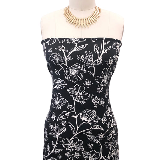 P-2888-800-BLACK-OFFWHITE - PRINTED VENEZIA 92% POLY 8% SPANDEX