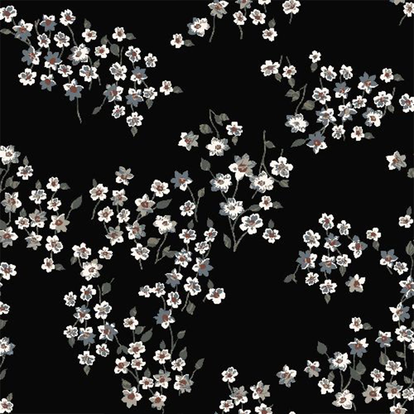 P-2889-754-BLACK-BLUE-STEEL - PRINTED POLY MOROCCAN 100% POLY